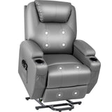 JUMMICO Power Lift Recliner Chair with Massage for Elderly PU Leather Modern Reclining Sofa Chair with Cup Holders, Remote Control, Adjustable Furniture (Gray) JUMMICO