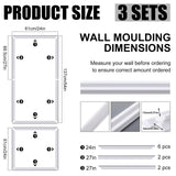 Pangda 3 Set Peel and Stick Wall Molding Kit, Premade Accent Molding Wainscoting Panel for Interior Wall Moulding Decor, Ready to Assemble Wainscoting Accent Panel (54 x 24 in) Pangda