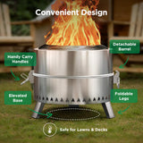 CIAYS Smokeless Firepit, 19 Inch Fire Pit for Camping with Patented Technology, Portable Fire Pit for Outside with Steel Grill Rack, Fire Poker, and Bag, Easy Setup and Storage, Wood Burning Ciays