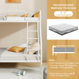 Giantex Metal Bunk Beds Twin Over Full Size, Heavy Duty Bunk Bed for Teens Adults with Ladder & Guardrails, Space Saving Metal Bunk Bed for Dorm, Bedroom, Apartment, No Box Spring Needed (White) Giantex
