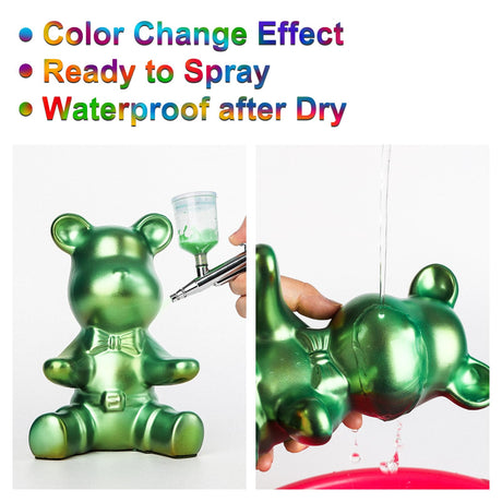 HOMY ARTY Iridescent Airbrush Paint - 30 Colors with 4.05 fl oz Thinner and 4.05 fl oz Primer, Ready to Spray Acrylic Airbrush Paints, Water-Based Iridescent Air Brush Colors for Plastic Model, Canvas HOMY ARTY