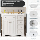 36 Inch Bathroom Vanity with Sink, Bathroom Vanities 36-Inch with Sink, Modern 36 Bathroom Sink Vanity with 2 Drawers, 1 Flip Drawer and Cabinet for Bathroom No Mirror (White) Mirightone