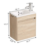 wonline 16" Single Sink Bathroom Vanity, Floating Modern Bathroom Vanity with Sink for Small Space wonline