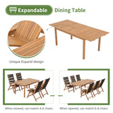 OC Orange-Casual 7 Pieces Patio Dining Set Outdoor Furniture with 6 Foldable Acacia Wooden and Rope Chairs and Large Table for Outdoor,Yard, Garden, Porch, Black OC Orange-Casual