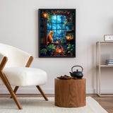 Diamond Art Kits for Adults Cat, 5D Window Landscape Diamond Painting Kits for Adults Beginners, DIY Potted Plant Full Round Dots Drill Gem Art Kit for Gift Home Wall Decor 12 x 16 Inch Camocin