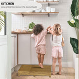 Wooden Platform Step Stool, 25" One Step Stool for Adults & Elderly, Acacia Wood High Riser Step Stool with Non-Slip Mat, Durable Wooden Mobility Stepping Stools for Handicap, Bedroom, Kitchen Fiaygro