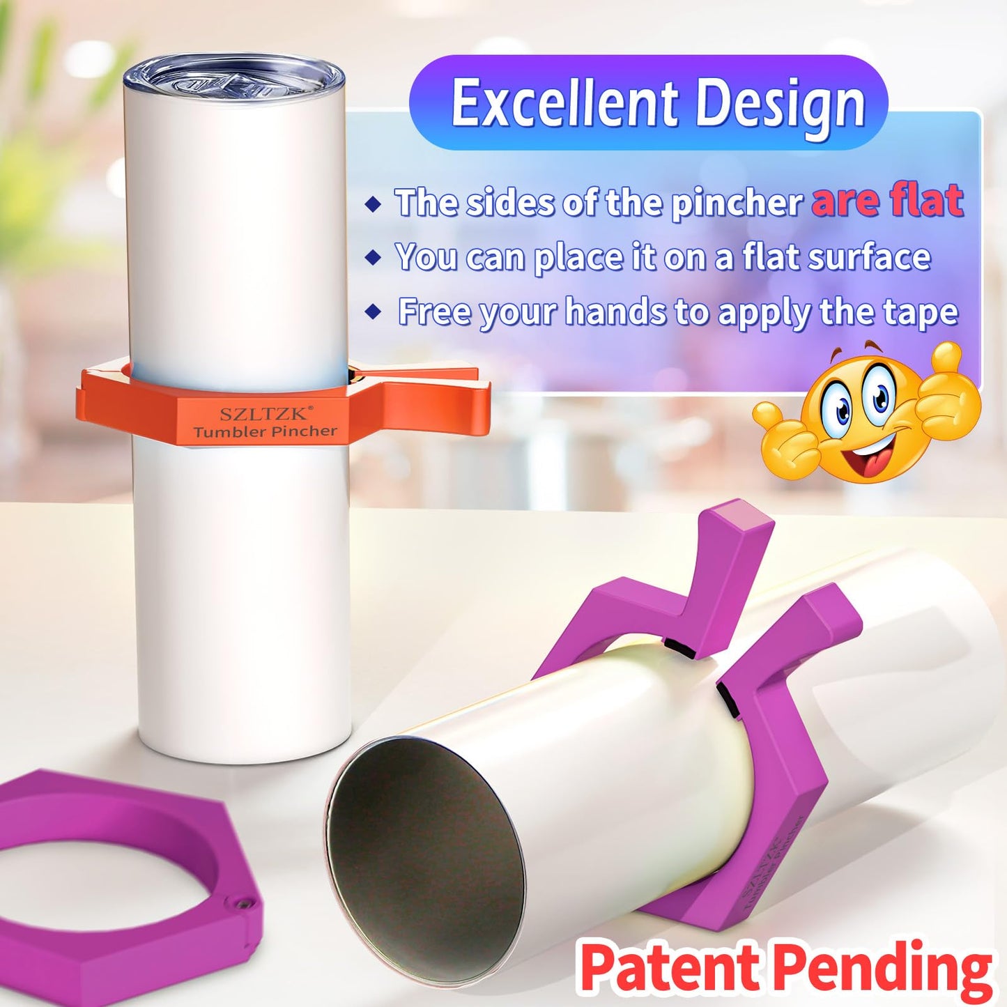 2 Pack Sublimation Tumblers Pinch,Tumbler Clamp for Sublimation,Cup Cradle for Crafting Tumblers,Sublimation Cup Holder Clamp for 20oz Cups,Mug Clamps for Sublimation Tumblers Supplies(Orange&Purple)