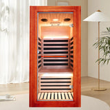 Far Infrared Sauna for Home Indoor Sauna Wooden Dry Saunas for 1 Person 1020W 110V with Control Panel, Bluetooth Speaker, Reading Lamp ToTibuy