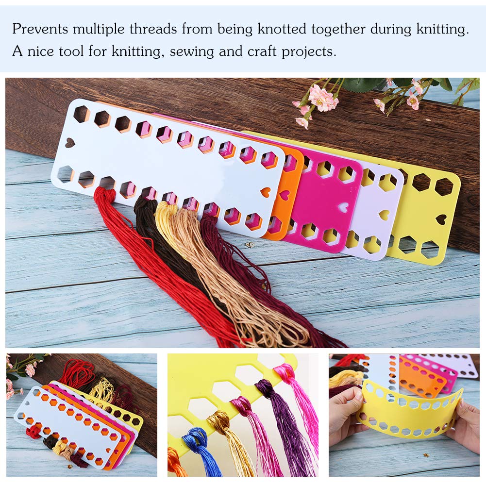 5 Color Plastic Floss Bobbin, Plastic Sewing Thread Winding Plate Board Card for Cross Stitch Embroidery Thread Bobbins Organizer Craft DIY Sewing Storage LOKUNN