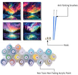 FQOVKYN 4 Pack Landscape Paint by Number for Adults Framed Canvas, DIY Aurora Arts and Crafts for Adults Beginner with Paint Brushes, Acrylic Paint Set for Home Wall Decor, 8 * 8 Inch FQOVKYN