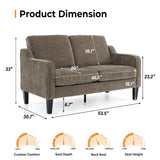 VINGLI 53" Love Seat Couches, 2 Seater Loveseat Mid Century Modern Sofa Couch Soft Chenille with Scooped Armrest for Small Spaces, Living Room, Dorm, Bedroom, Apartment VINGLI