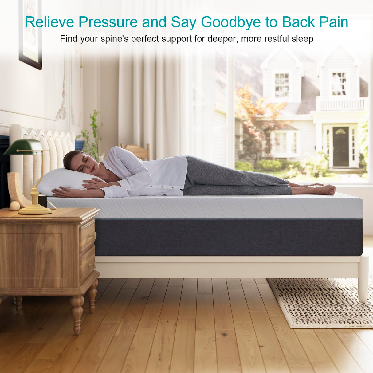 Twolike Queen Mattress 10 inch No Fiberglass Gel Memory Foam Queen Size Mattress in a Box of Foams and Fabric for Cooling Pressure Relief Sleep, 80" X 60" X 10", Medium, Firm Twolike