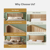 mopio Brooklyn 80.8" Headboard Only, Wood Headboard, Modern Farmhouse, Boho, Wall Mount, Fluted Panel, Wingback Design (Golden Oak, King) mopio