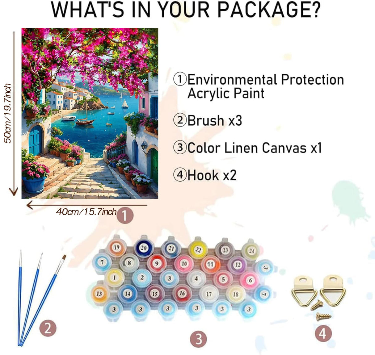 MBNTJHT DIY Scenery Paint by Numbers Kit for Adults,Unframed Landscape Paint by Number Kits on Canvas with Brushes,Flowers and Sea Oil Painting Kits for Home Wall Decor 16X20 Inch/40X50 cm. MBNTJHT