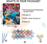 MBNTJHT DIY Scenery Paint by Numbers Kit for Adults,Unframed Landscape Paint by Number Kits on Canvas with Brushes,Flowers and Sea Oil Painting Kits for Home Wall Decor 16X20 Inch/40X50 cm. MBNTJHT