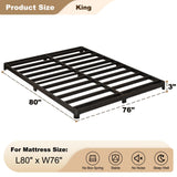 Likelalaso 3 inch Low King Size Bed Frame with Rounded Corner, Heavy Duty Metal, Easy Assembly, Noise Free, Black Likelalaso