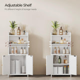 GLANZALANT Bathroom Cabinet with 2 Doors, Small Freestanding Storage Cabinet with Adjustable Shelf, Slim Bathroom Organizers, Floor Cabinet for Small Spaces, Bathroom, 7.9" D x 14.7" W x 32" H, White GLANZALANT