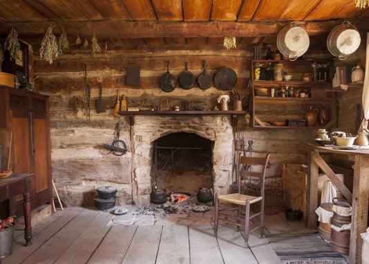 BELECO Rustic Kitchen Backdrop 9x6ft Fabric Western Old Wooden House Kitchen Interior Background Rural Farmhouse Fireplace Cooking Utensils Cooking Background Farmers Cowboys Portrait Photo P - WoodArtSupply