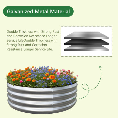 Mycovire 2PCS 2X2X1 Round Galvanized Garden Bed kit for Vegetables/Herbs/Flowers Mycovire
