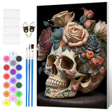 HEIBAGO Halloween Framed Paint by Numbers Kit for Adults, Skull Paint by Numbers for Beginner, Skeleton Adult Paint by Number Kits on Canvas, Painting by Numbers for Gift Home Wall Decor 12 * 16 inch HEIBAGO