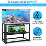 VOWNER 55-75 Gallon Fish Tank Stand - Metal Aquarium Stand, 48.4" x 14.9" x 29.5" Heavy Duty Reptile Tank Stand, Adjustable 2-Tier Fish Tank Rack Shelf for Home Office, Tank not Included, Black VOWNER