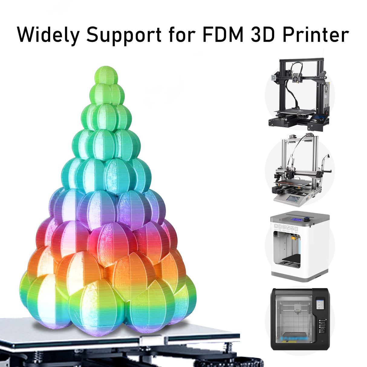 1.75mm 1Kg Silk Shiny PLA Most Basic Popular Multicolored Fast Color Change Rainbow 3D Printing Filament, Color Change Gradually Random Quickly, 2.2lbs 3D Printing Material by MIKA3D MIKA3D