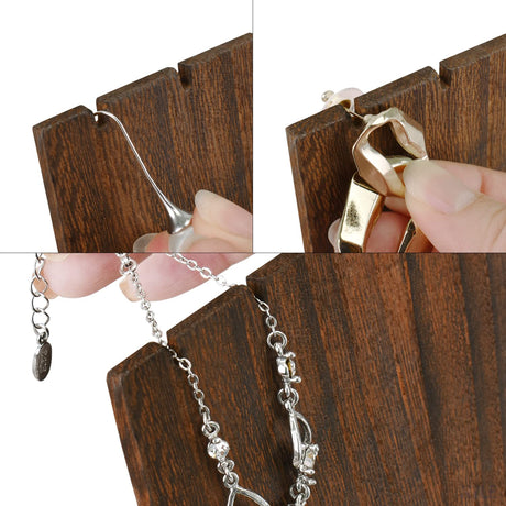 MOOCA Stunning 3-Piece Wooden Jewelry Display Stand Set - Versatile Earring and Pendant Organizer | Elegant Jewelry Stand, Rack, and Holder for Earrings | Holds up to 12 Pairs, Brown Color MOOCA