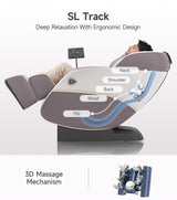 Real Relax 3D Massage Chair Full Body SL-Track, Zero Gravity Recliner with 16 Massage Modes, Body Scan, Wasit Heating, Foot Rollers, Bluetooth, Favor-22 Brown Real Relax