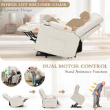 Esright Power Lift Recliner for Elderly, Electric Lift Chair with Heated Vibration Massage,Heavy Duty Electric Recliner with Side Pockets, USB Charge Port & Cup Holders, Cream Beige Esright