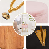Cplxroc Ottomans Round Faux Fur Ottoman with Storage Footstools Vanity Chair Coffee Table Ottoman for Living Room (Pink) Cplxroc