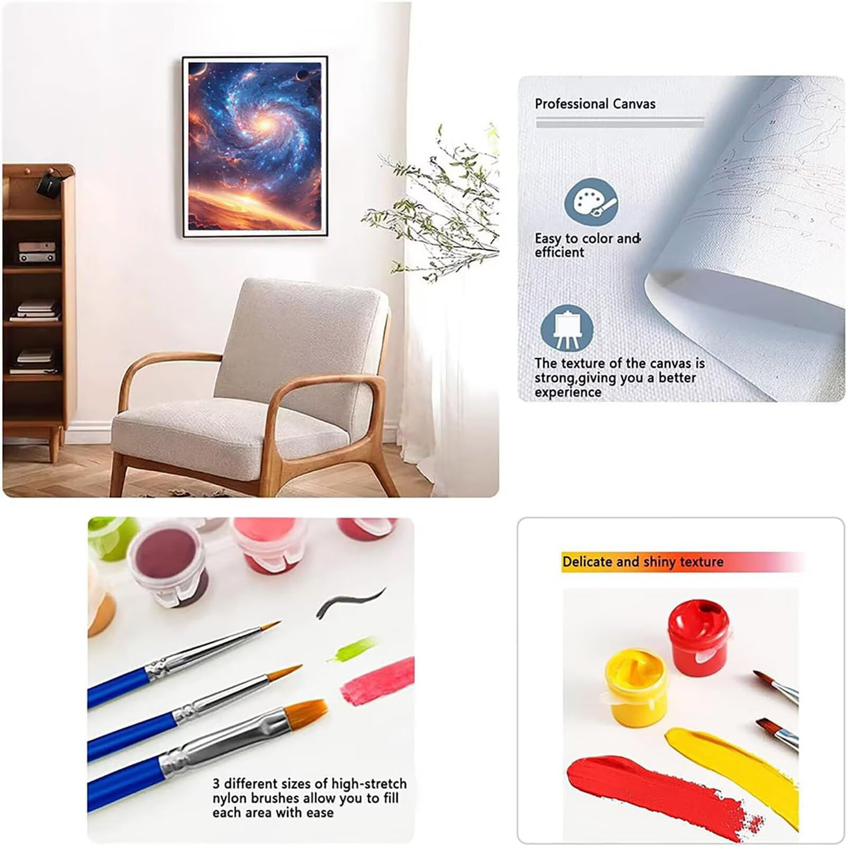 Universe Paint by Numbers Kit for Adults Beginner, Planet Paint by Numbers on Canvas, DIY Adult Crafts Painting Kits with Acrylic and Brushes, Hobbies for Women, for Home Wall Decor, 16x20 in Y-6773 KANJINUS