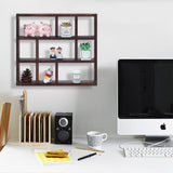 FIRMINANA Rustic Shadow Box Shelf,17.7x15.7-Inch Wall-Mounted (Vertical or Horizontal),9-Slot Rustic Wood Floating Shelves,Lightweight Solid Wood FIRMINANA