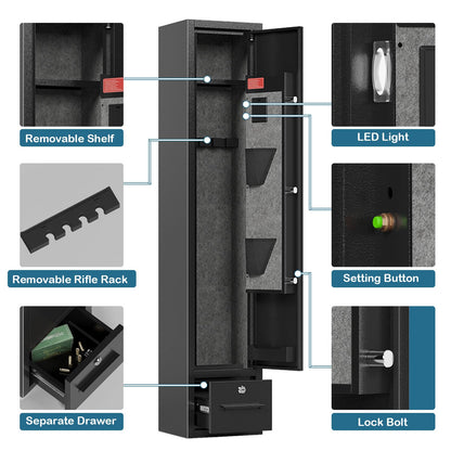 4 Gun Safe,Gun Safes & Cabinets,Gun Safes for Home Rifle and Pistols,Rifle Gun Safe with Drawer,Gun Cabinet for Rifles and Shotguns,Gun Safe with Removable Shelf and Gun Rack (3 Gun Safe - Digital)