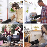 Comsmart BBQ Gloves, Heat Resistant Silicone Grilling Gloves, Long Waterproof BBQ Kitchen Oven Mitts with Inner Cotton Layer for Barbecue, Cooking, Baking, Smoker(Black) Comsmart