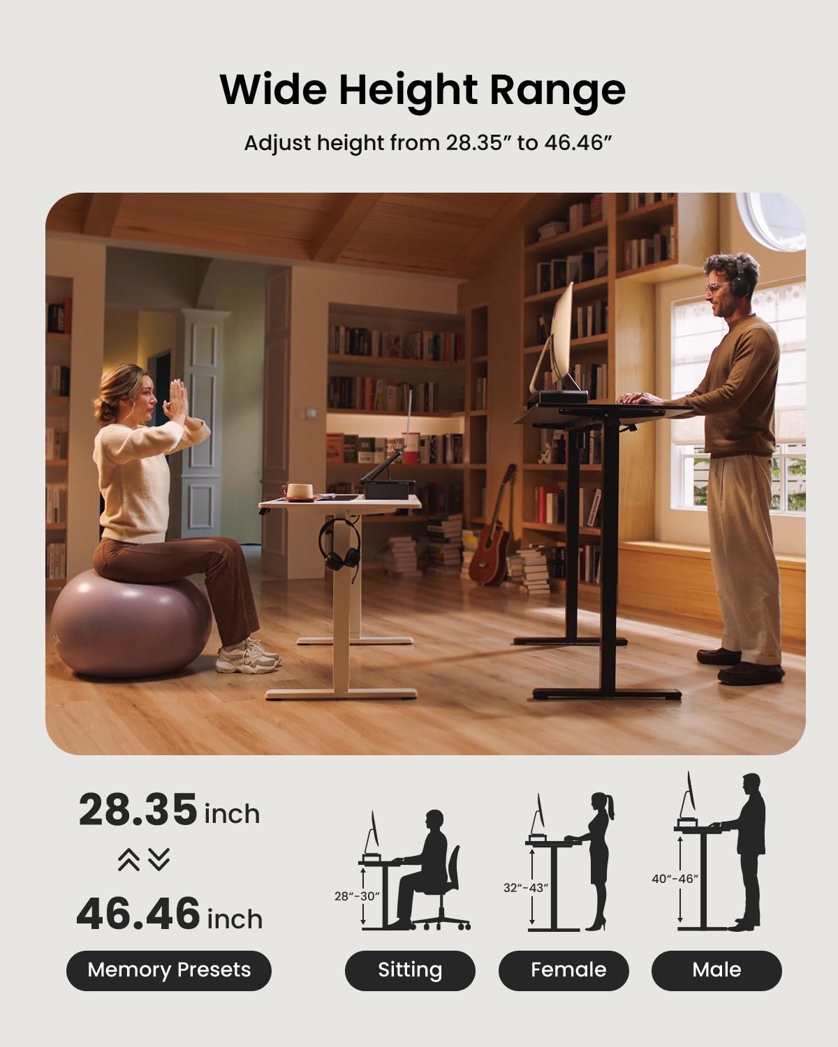 ProtoArc Standing Desk with Dual Monitor Stand Riser, 48 x 24 Inches Height Adjustable Desk with Storage, ErgoDesk 100 Electric Stand up Desk with Laptop Stand (Black/White) - WoodArtSupply