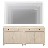 WAMPAT Entertainment Center with Bookshelves for TVs up to 75", Farmhouse Wall Unit TV Stand with 8 Doors & 4 Drawer, Media Console Table for Living Room, Bedroom & Home Theater, Beige WAMPAT