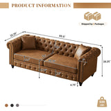 Modern Chesterfield Sofa Couch, 85.5-inch Tech Fabric 3-Seater Sofa with Rolled Arms and Tufted Button for Living Room, Office, Brown Antetek
