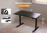 Seang Standing Desk with Adjustable Height, 48x24 Inch Electric Stand Up Desk for Home Office, Studio, Computer Workstation, Black Top Seang