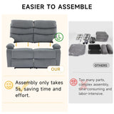 GNMLP2020 Loveseat Recliner Sofa Couch, Velvet 2-Seater Reclining Sofa for RV, Double Seater Wall Hugger Recliner Chair for Living Room, Home Theater Seating, Dark Grey GNMLP2020