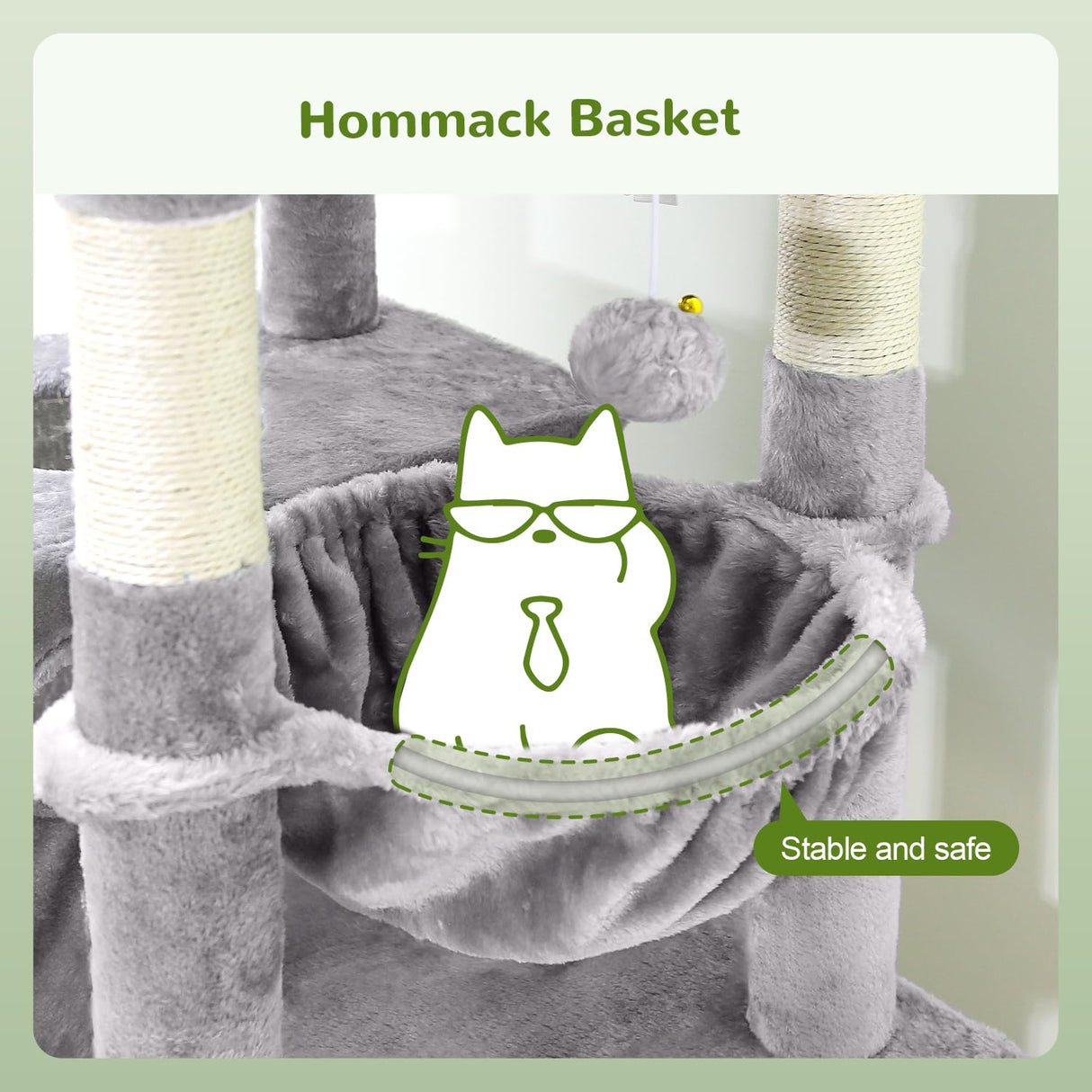 Globlazer S72 Heavy Duty Cat Trees for Large Cats, Sturdy 72in Maine Coon Cat Tree for Large Cats 20 lbs+ Heavy Duty Cat Tower for Adult Biggest Cats with 6 Scratching Posts, Hammock, Light Grey Globlazer