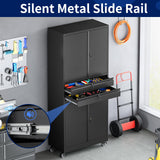 Yizosh Metal Garage Storage Cabinet with Locking Doors and Adjustable Shelves, Rolling Tool Storage Cabinet with 4 Wheels and 2 Drawer - 74" Steel Locking Cabinet for Garage, Warehouse Yizosh