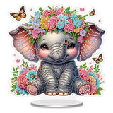 Elephant with Butterflies and Flowers Diamond Painting Desktop Ornament Kit, 5D DIY Acrylic Crystal Special Shaped Tabletop Diamond Art Home Decor for Adult (ZS15) Generic