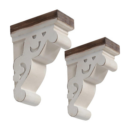 SOFE Corbels for Shelves Countertops, White Wood Bookends Decorative, 1 Pair Farmhouse Book Ends, Sturdy Bookends for Heavy Books, Book Holder Stopper for Home Office Kitchen