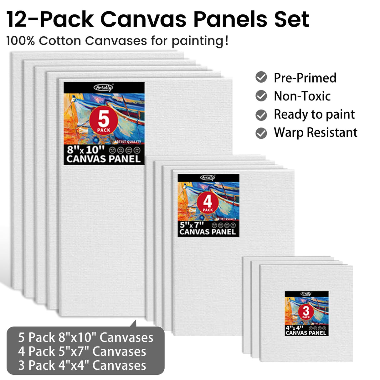 ARTALLY Acrylic Paint Set for Adults & Kids, 62 Pcs Canvas Painting Kits, 32 Colors Acrylic Paint (22ML),Table Easel,Brushes,Canvas, Art Painting Supplies Kit for Students,Artists,Beginners ARTALLY