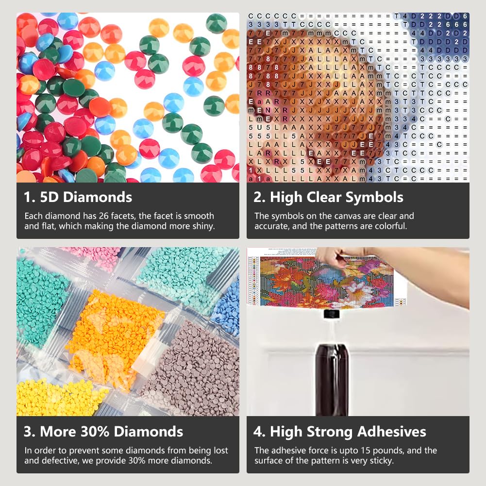 FHBUBPUP Dog Diamond Art Kits for Adults - 5D Diamond Painting Kits for Adults - DIY Full Drill Round Diamond Dot Painting Gem Art, Craft Gift Suitable for Home Wall Decoration 12×12Inch FHBUBPUP