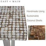 East at Main White Coffee Table – Handmade Accent Table with Coconut Shell Inlay, 40" Rectangular Wood Table for Living Room, Coastal Farmhouse or Boho Decor East at Main