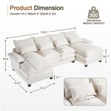UPHYB 110.2" U Shaped Cloud Couch, Comfy Sectional Sofa Couches for Living Room, Modern Chenille 4 Seat Upholstery Couch with Double Chaise and Double Layer Cushions UPHYB