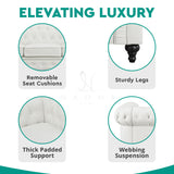 Naomi Home Emery Chesterfield Sofa with Rolled Arms, Tufted Cushions / 3 Seater Sectional Sofa Couch for Small Spaces, Living Room, Bedroom, Apartment Easy Tool-Free Assembly – Off White Naomi Home