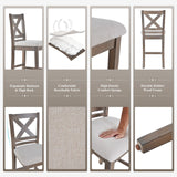 COLAMY Wooden Bar Stools Set of 2, Counter Height Bar Stools, Mid Century Modern Bar Stools with Backs, 25 Inch Upholstered Fabric Wooden Barstools for Kitchen Island Dining Room Bar, Light Brown Wash COLAMY