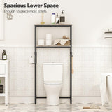 HOOBRO Over-The-Toilet Storage, 2-Tier Bathroom Organizer Over Toilet, Bathroom Shelves with Toilet Paper Holder and Hooks, Freestanding Storage Shelf, Space Saver, Greige and Black BG49TS01 HOOBRO